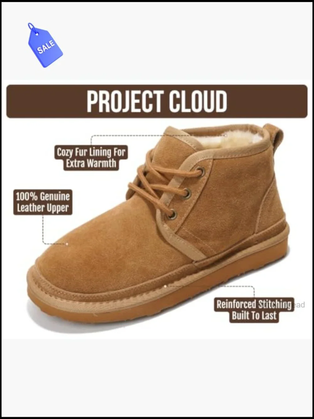 Genuine Leather Ankle Boots for Women Memory Foam Fur Lined Winter Snow Shoes